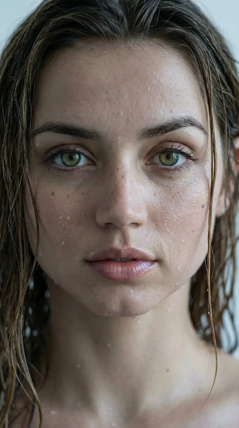 Preview of Hyper-Realistic Wet Look Close-Up Portrait