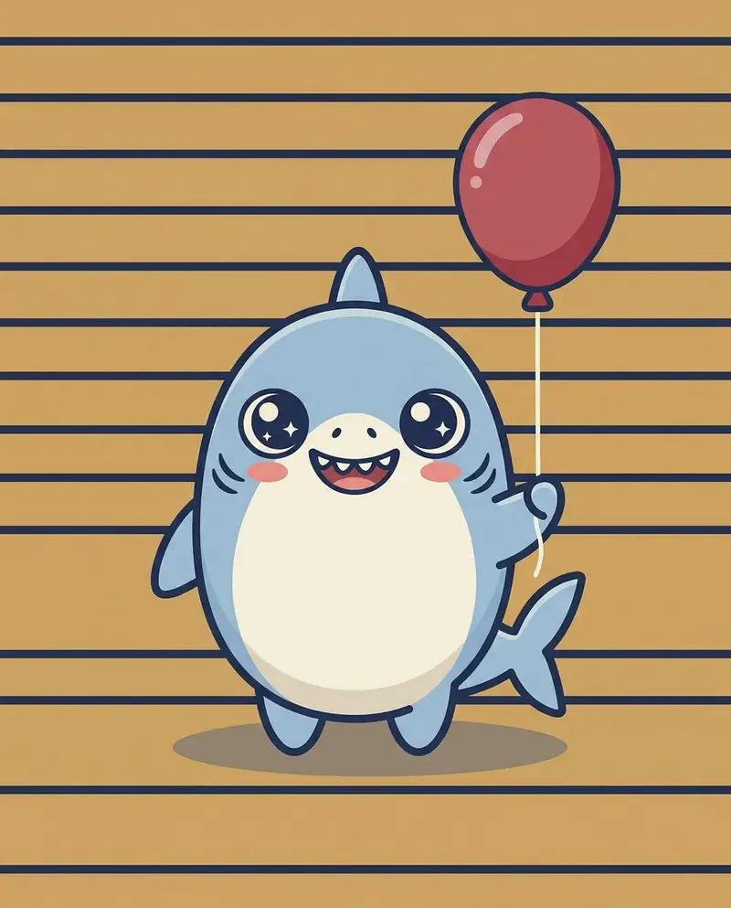 Preview of Kawaii Great White Shark Vector Prompt
