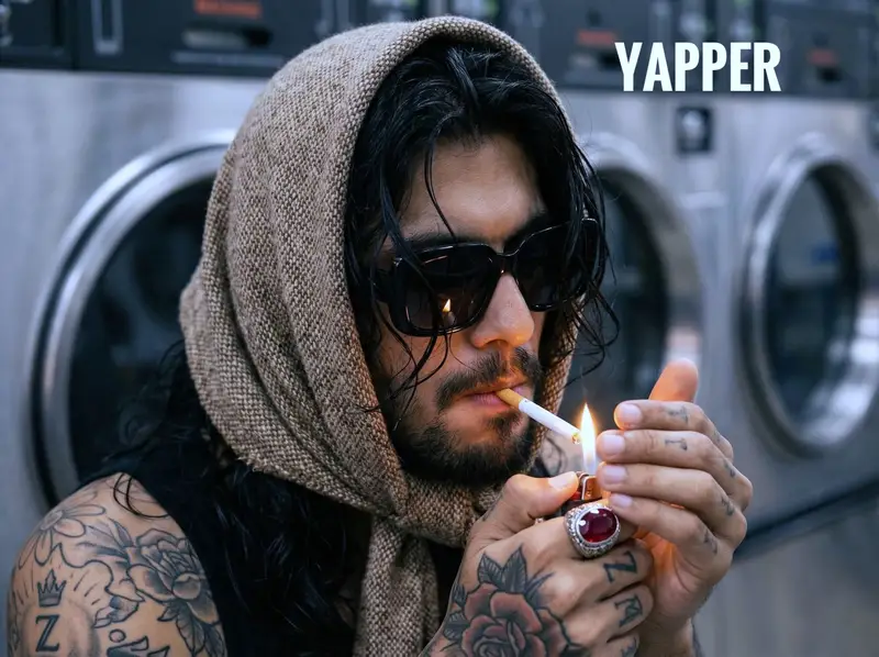 Preview of Hyperrealistic Portrait of Man Lighting Cigarette