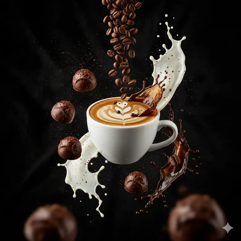 پیش‌نمایش Ultra-Cinematic Splash Photography of Coffee and Chocolate