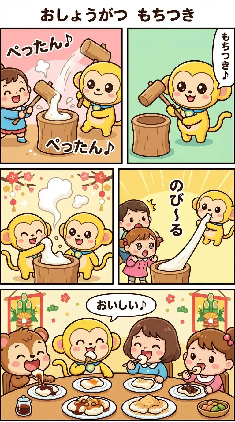 Preview of Nano Banana Pro Manga Generation - New Year's Mochi Pounding