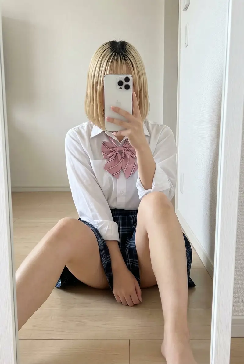 Preview of Detailed JSON Prompt for Asian Schoolgirl Mirror Selfie