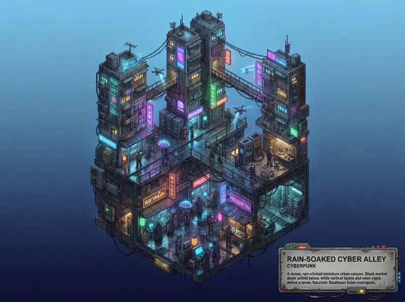 پیش‌نمایش Whimsical Cyberpunk Alley Network