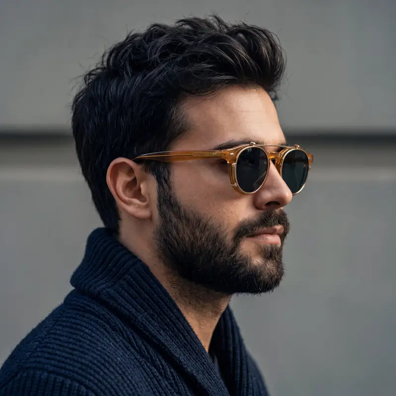 پیش‌نمایش پرتره نیم‌رخ خشن با عینک وینتیج