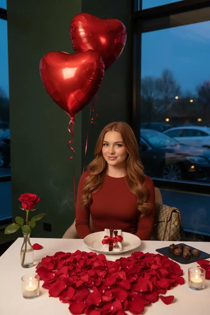 پیش‌نمایش Luxury Valentine’s Dinner Photoshoot (Reddish-Brown Hair)