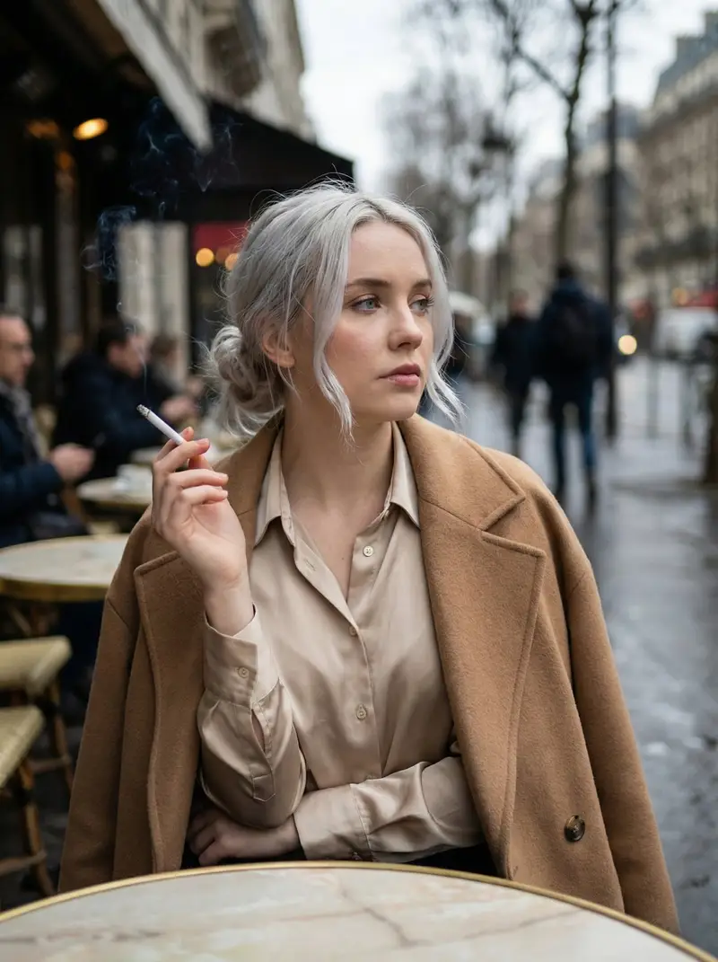 Preview of Moody Parisian Cafe Portrait Prompt