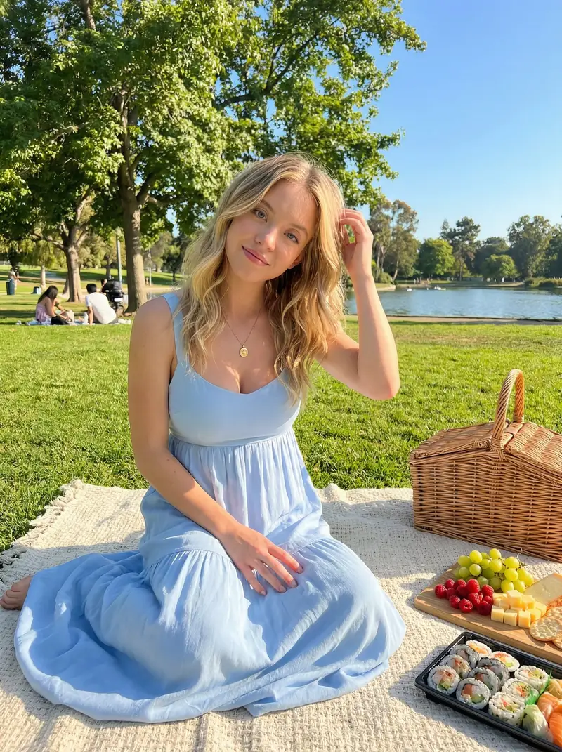 پیش‌نمایش Golden Hour Picnic Lifestyle Editorial Prompt