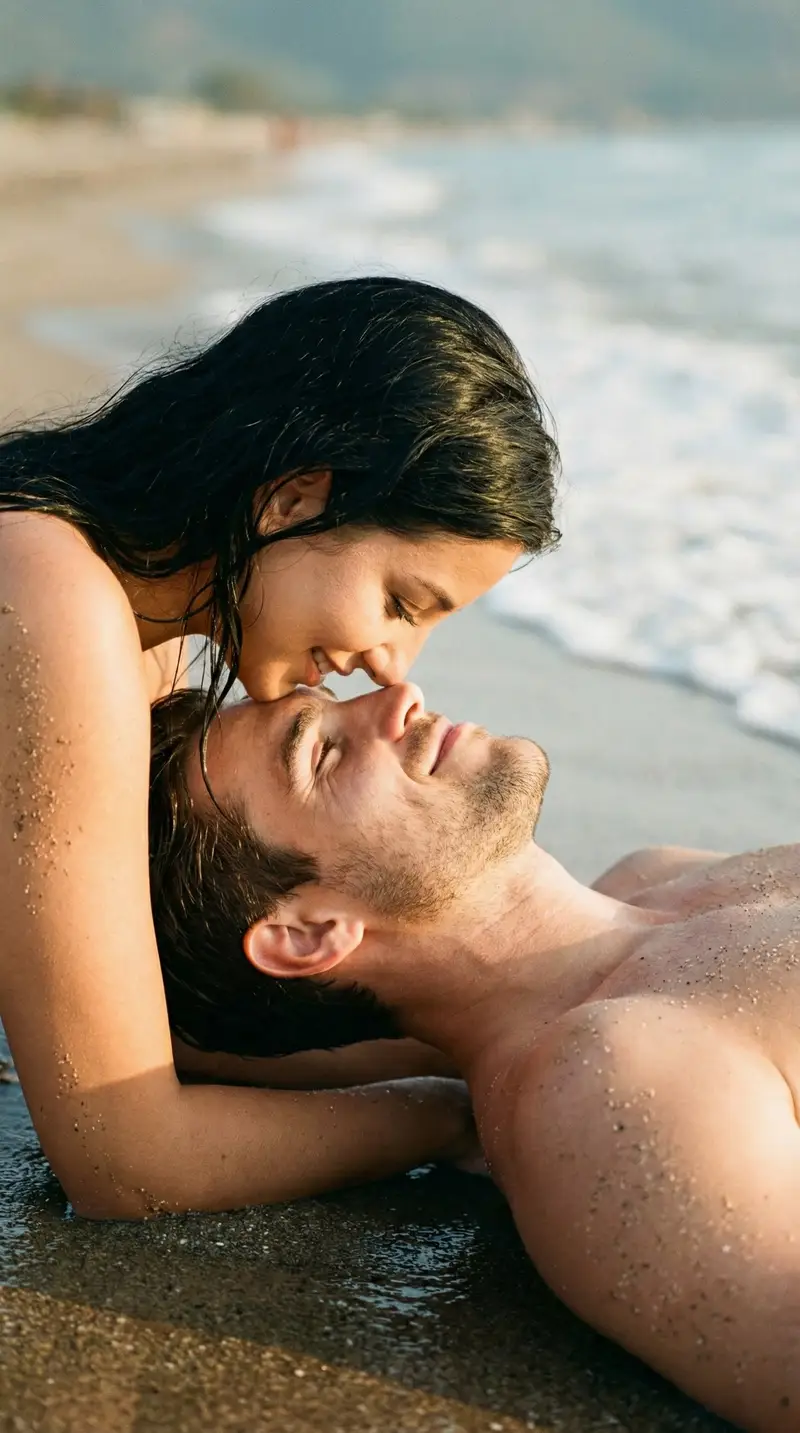 Preview of Ultra-Photoreal Candid Beach Romance Close-up Prompt