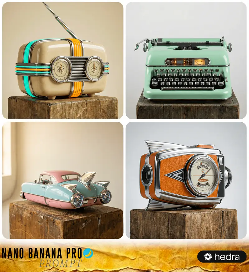 Preview of Retro-Futuristic Product Photography Prompt