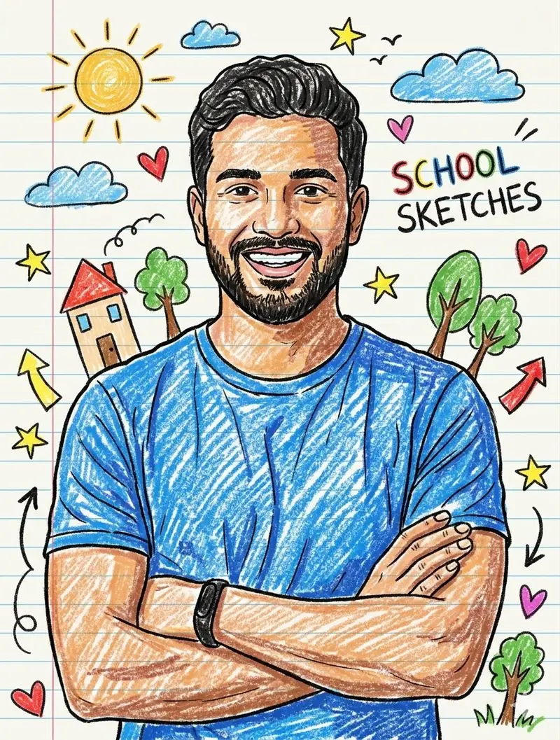 Preview of Playful Crayon Drawing Notebook Style Prompt