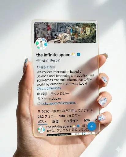 Preview of Photorealistic Hand Holding Transparent Acrylic Profile Card