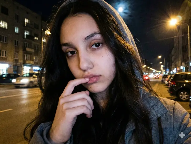 Preview of Moody Nighttime Urban Selfie Prompt