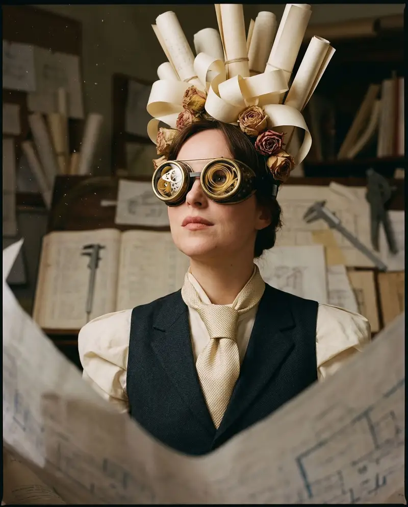 پیش‌نمایش Sculpted Parchment Headpiece Portrait