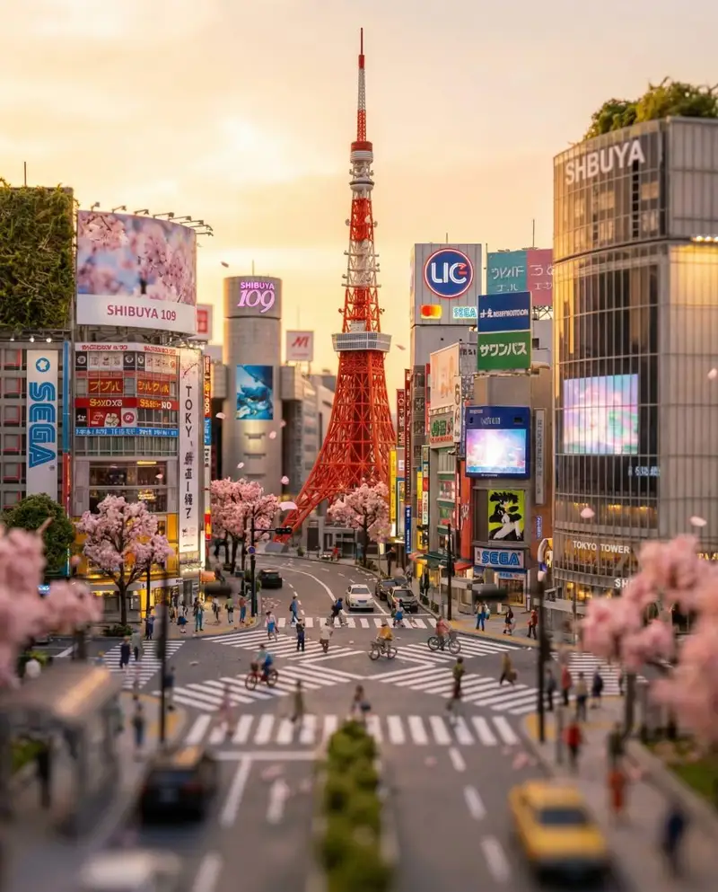 Preview of Tilt-Shift Tokyo Diorama at Sunset